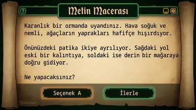Metin Macerası metin tabanlı rol yapma oyunu ekran görüntüsü