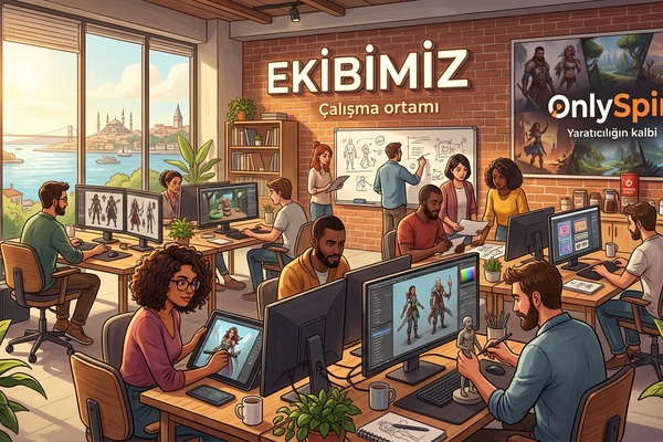 OnlySpin ekibi ve çalışma ortamı