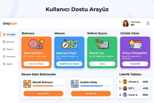 OnlySpin platformunun kullanıcı dostu arayüzü ve oyun çeşitliliği